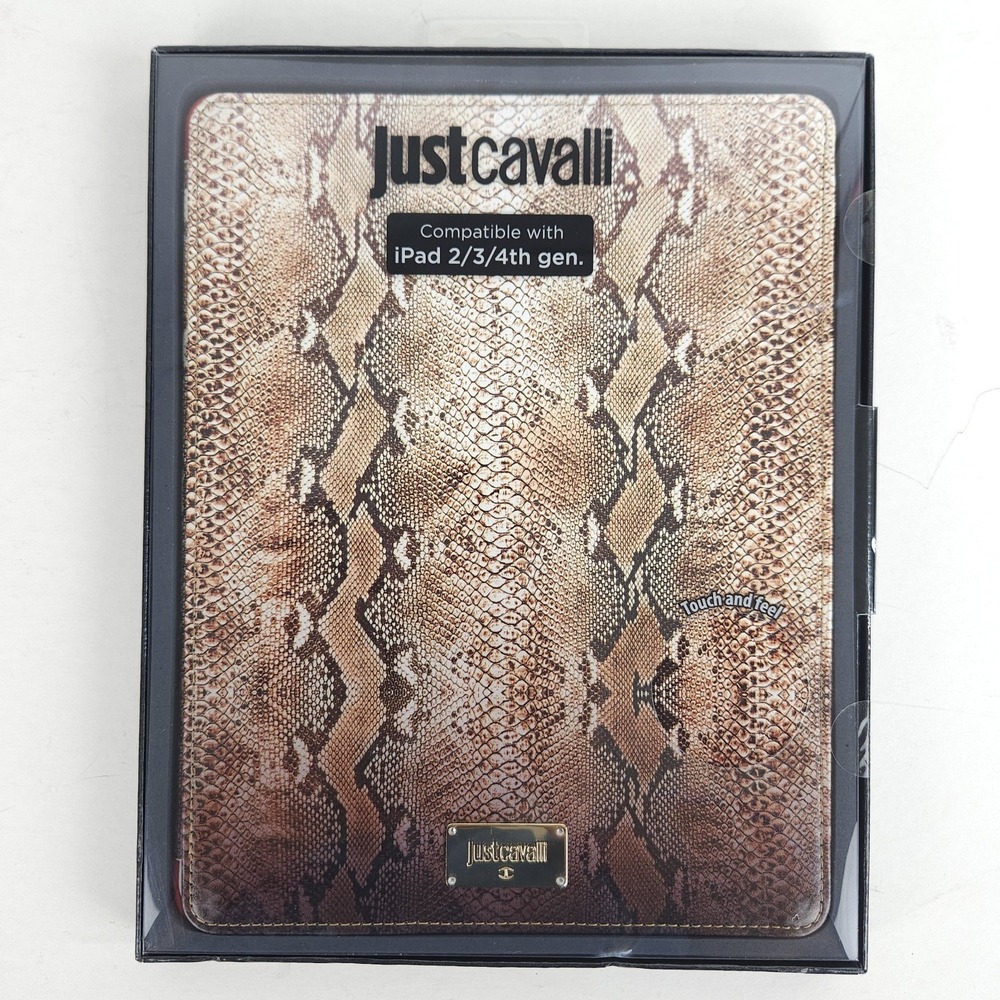 Just Cavalli Python Snake Print iPad 2 3 4th Gen Folio Case Cover Stand Brown